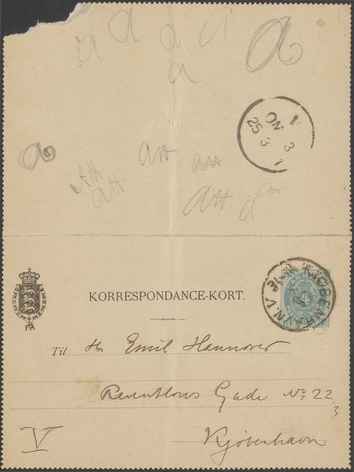 Kasse 86. EH 0093 J. Rohde til E. Hannover 1891-03-25 1