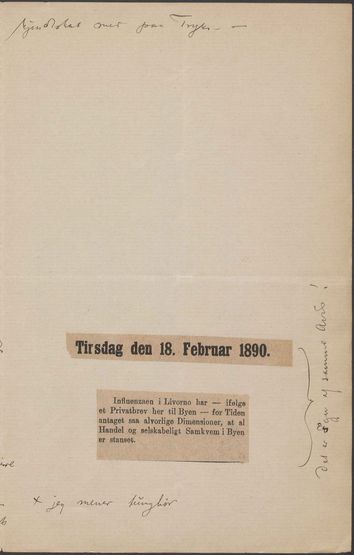 Kasse 86. EH 0056 J. Rohde til E. Hannover 1890-02-19 3