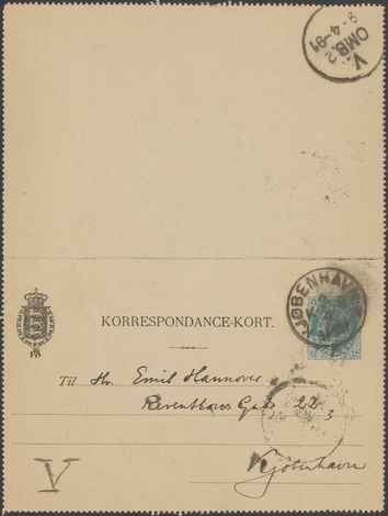 Kasse 86. EH 0102 J. Rohde til E. Hannover 1891-04-09 1