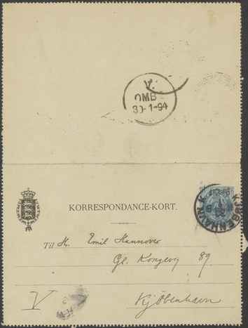Kasse 86. EH 0263 J Rohde til E Hannover 1894-01-30 1