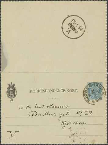 Kasse 86. EH 0208 J. Rohde til E. Hannover 1893-03-24 1