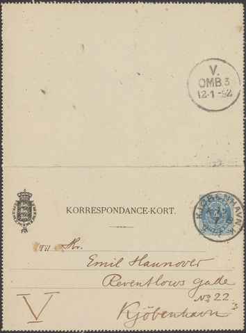 Kasse 86. EH 0149 J. Rohde til E. Hannover 1892-01-12 1