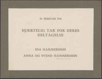 Kasse 69. EH 0263 I. Hammershøi m.fl. til E. Hannover 1916-02-18