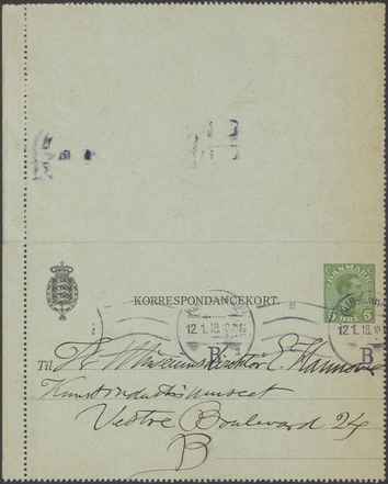 Kasse 89. EH 0107 J Skovgaard til E Hannover 1918-01-12 1
