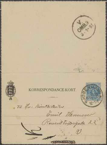 Kasse 62. EH 0173 R. Christiansen til E. Hannover 1891 01-02 1