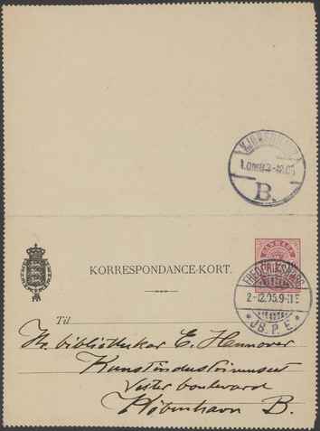 Kasse 89. EH 0181 N Skovgaard til E Hannover 1905-12-02 1