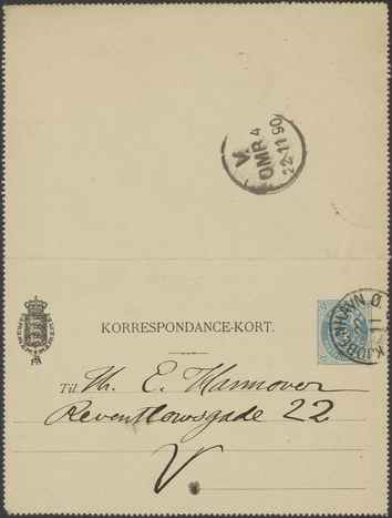 Kasse 89. EH 0003 J Skovgaard til E Hannover 1890-11-22 1