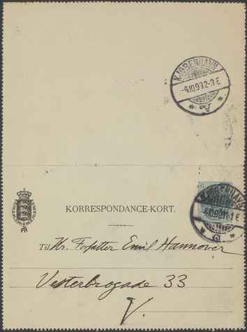 Kasse 89. EH 0022 J Skovgaard til E Hannover 1899-10-04 1