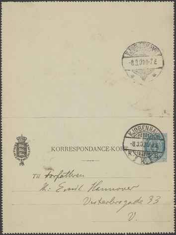 Kasse 62. EH 0235 R. Christiansen til E. Hannover 1900-03-08 1