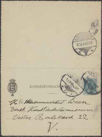 Kasse 89. EH 0030 J Skovgaard til E Hannover 1900-03-17 1