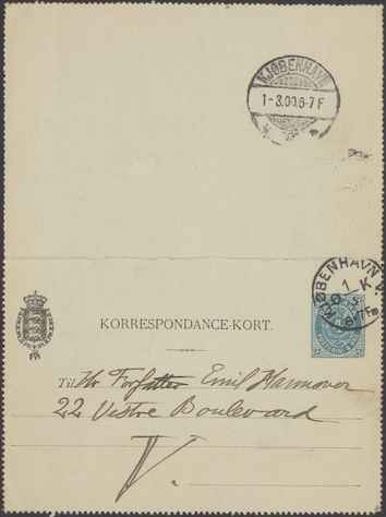 Kasse 89. EH 0024 J Skovgaard til E Hannover 1900-02-28 1