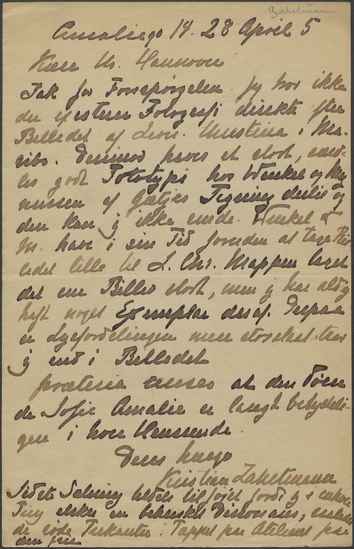 Kasse 94. EH 0273 Kr. Zahrtmann til E. Hannover 1905-04-28