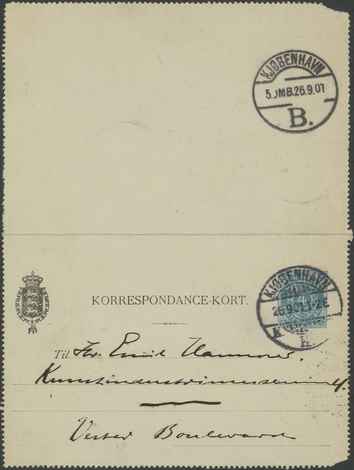 Kasse 83. EH 0097 E. Nielsen til E. Hannover 1901-09-26 1