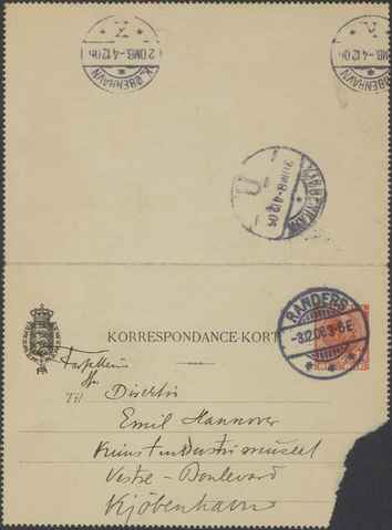 Kasse 87. EH 0255 J Rohde til E Hannover 1906-12-03 1