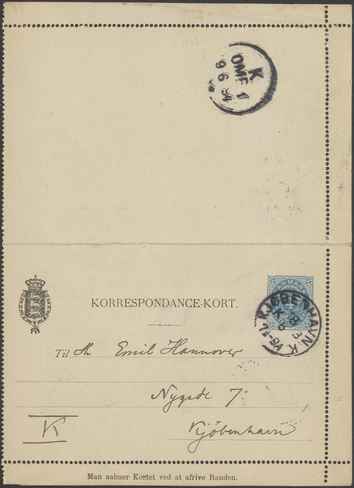Kasse 86. EH 0292 J Rohde til E Hannover 1894-06-18 1