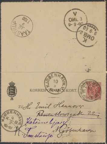 Kasse 86. EH 0080 J. Rohde til E. Hannover 1890-09-09 1