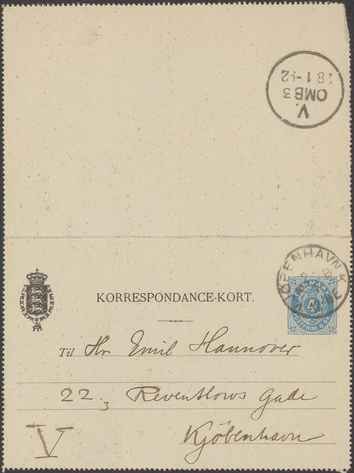 Kasse 86. EH 0151 J. Rohde til E. Hannover 1892-01-28 1