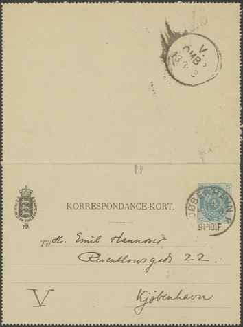 Kasse 86. EH 0202 J. Rohde til E. Hannover 1893-03-13 1